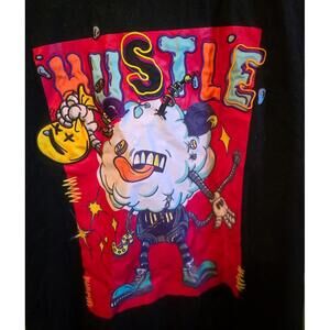 Hustle Black Graphic T-Shirt Size Medium